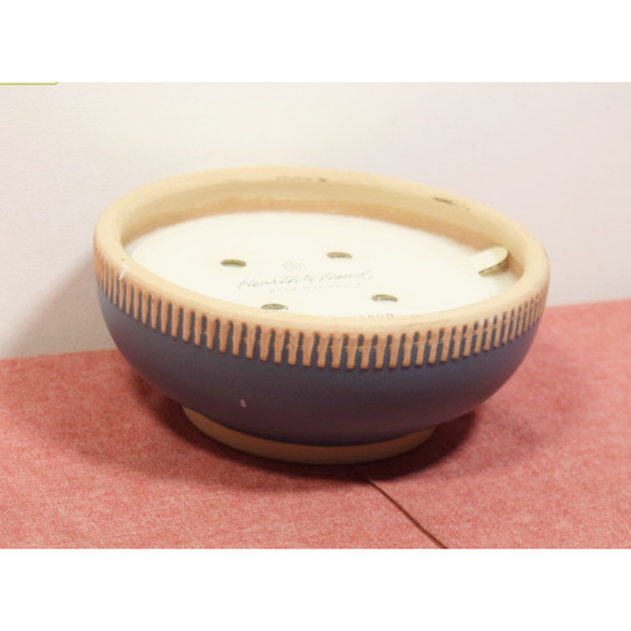 Hearth & Hand with Magnolia 4-Wick Rim Stripe Ceramic Sun and Citron Candle Blue - Picture 1 of 6